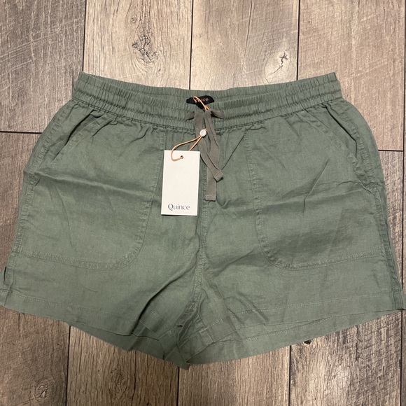 Quince Pants - Quince Women’s Olive Green Linen Blend Drawstring Shorts